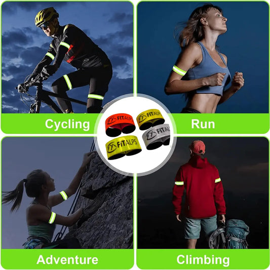 Reflective Armband - High - Visibility Safety Bands for Day & Night - Pack of 4 - Fitalps - Yellow