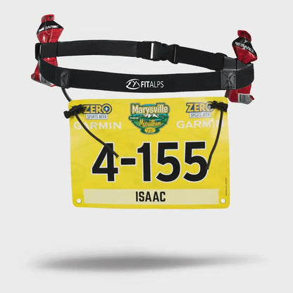 Race Number Belt – No Pins, No Hassle, Just Performance with 6 gels holders - Fitalps - Black