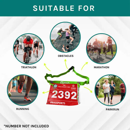 Race Number Belt – No Pins, No Hassle, Just Performance with 6 gels holders - Fitalps - Black