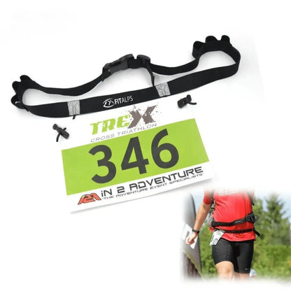 Race Number Belt – No Pins, No Hassle, Just Performance with 6 gels holders - Fitalps - Black