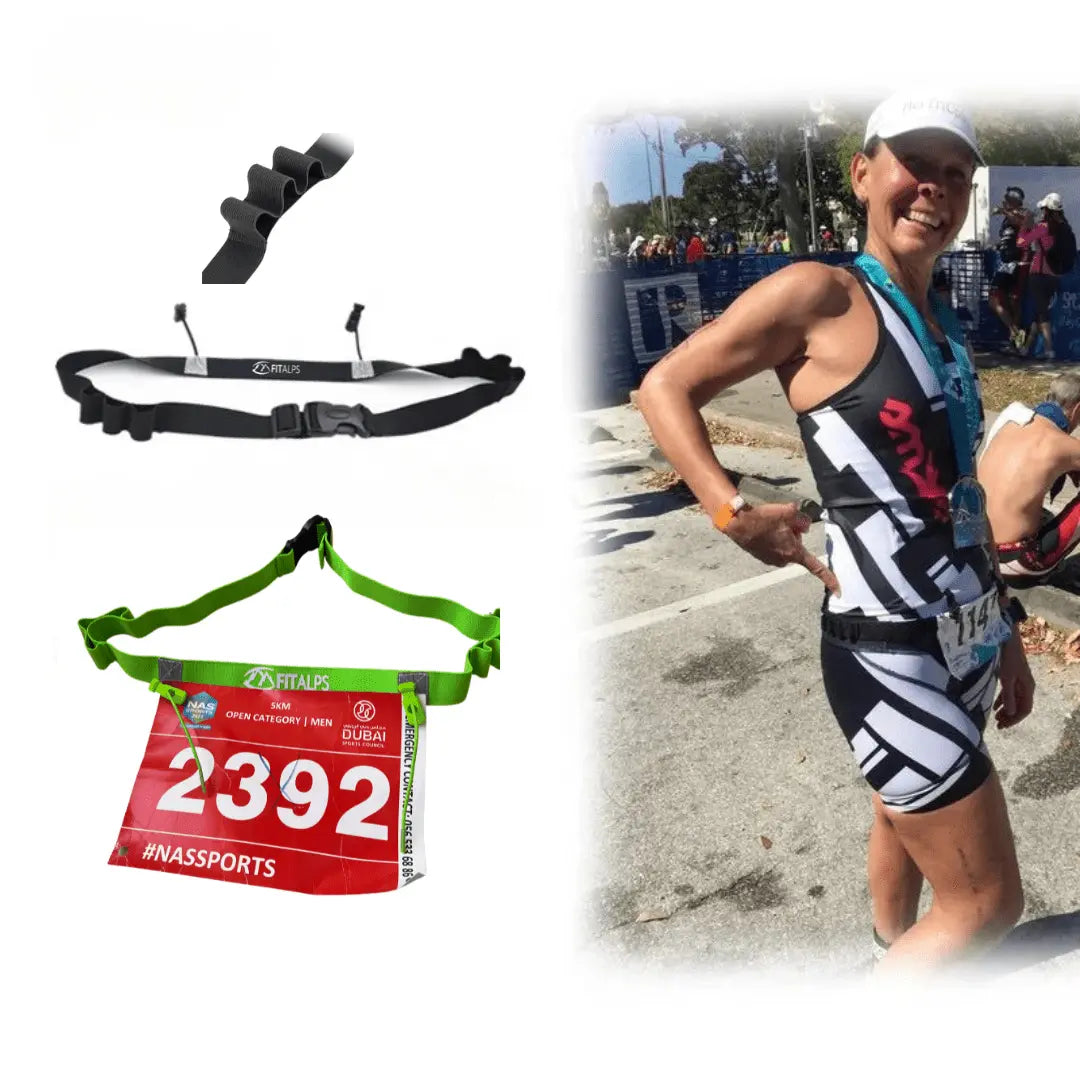 Race Number Belt – No Pins, No Hassle, Just Performance with 6 gels holders - Fitalps - Black