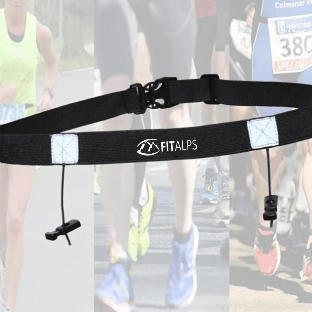 Race Number Belt – No Pins, No Hassle, Just Performance with 6 gels holders - Fitalps - Black