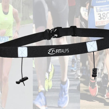 Race Number Belt – No Pins, No Hassle, Just Performance with 6 gels holders - Fitalps - Black