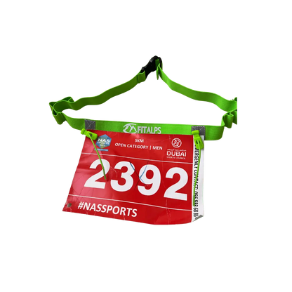 Race Number Belt – No Pins, No Hassle, Just Performance with 6 gels holders - Fitalps - Green