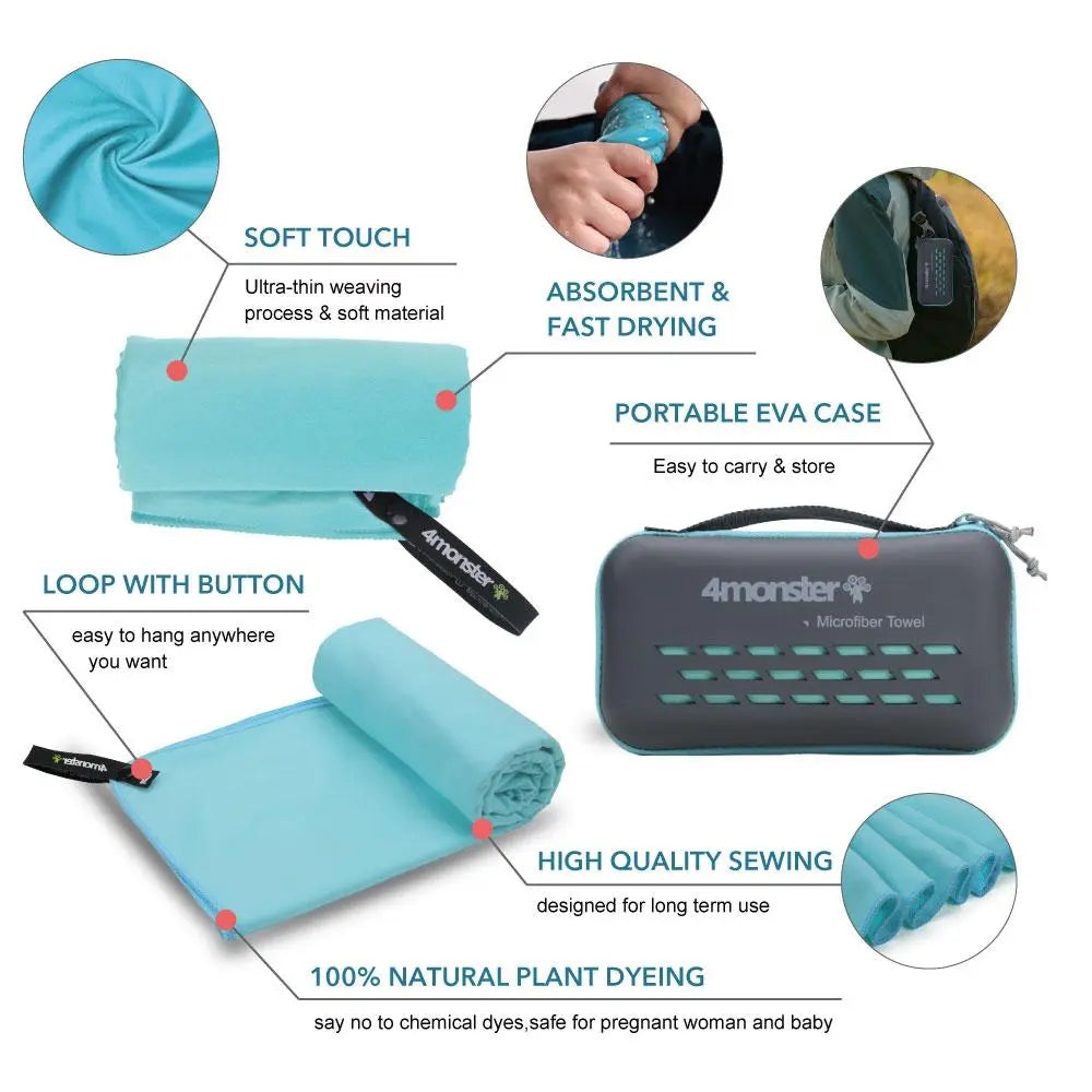 Microfiber towel 40*80 cm - Fitalps - light blue/lake green