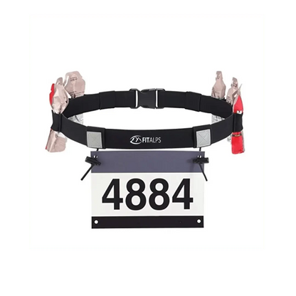 Race Number Belt – No Pins, No Hassle, Just Performance with 6 gels holders - Fitalps - Black
