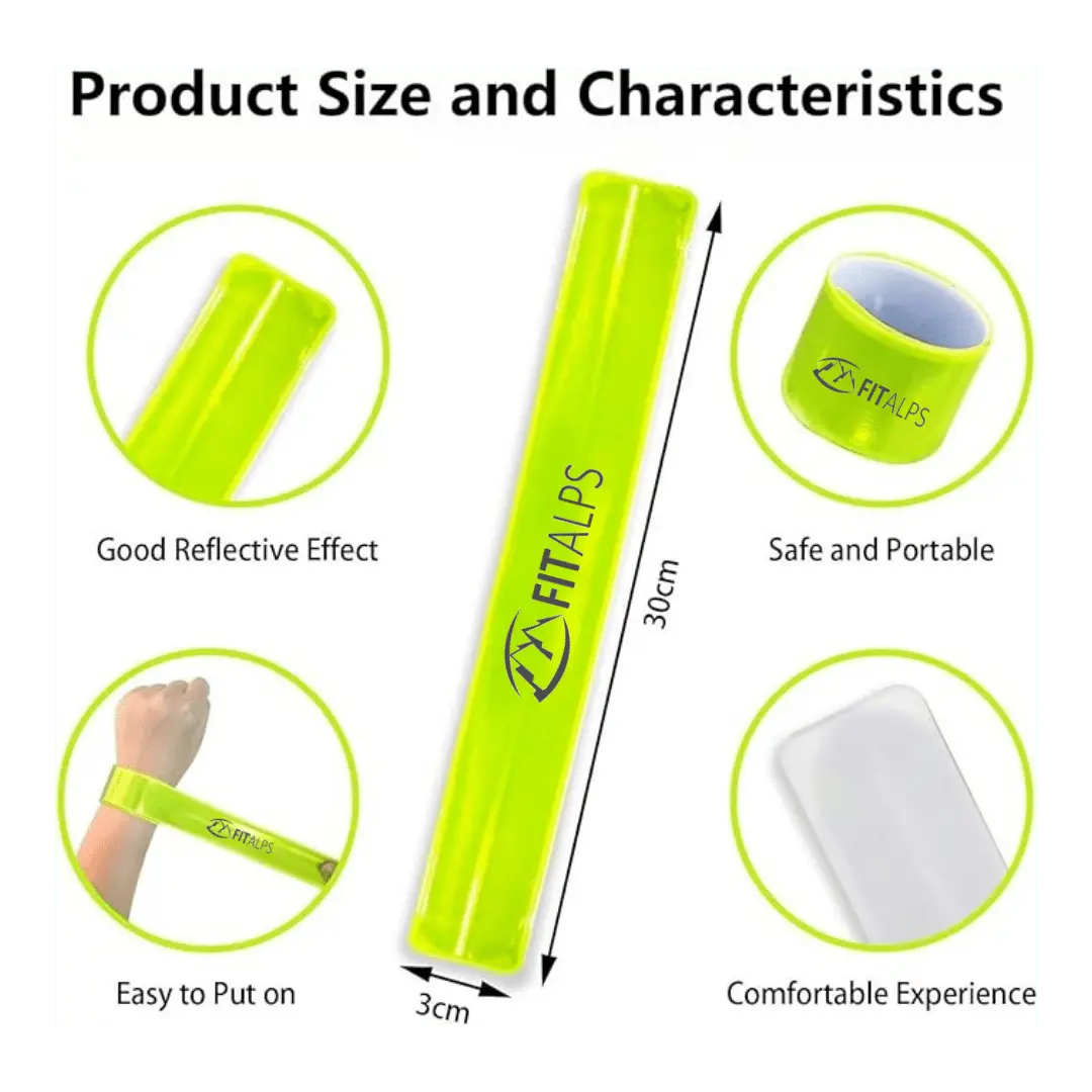 Reflective Armband - High - Visibility Safety Bands for Day & Night - Pack of 4 - Fitalps - Yellow