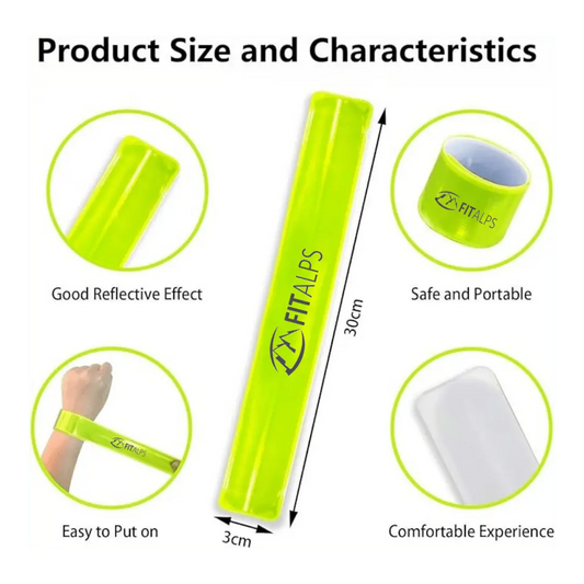 Reflective Armband - High - Visibility Safety Bands for Day & Night - Pack of 4 - Fitalps - Yellow